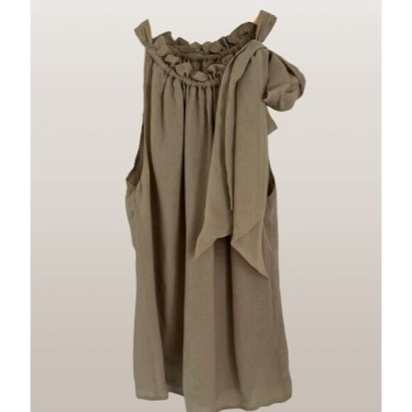 Michael Kors 100% Silk Halter Top Made in Italy Bowl Beige Color Lined Size 0 - Picture 1 of 5